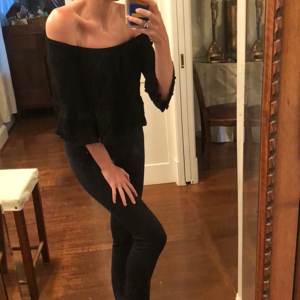 Zara off the shoulder black top